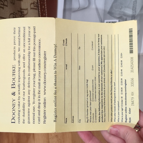 Dooney & Bourke  GUC Canvas Monogram Brown Tote Purse COA & Registration Card - Picture 14 of 15